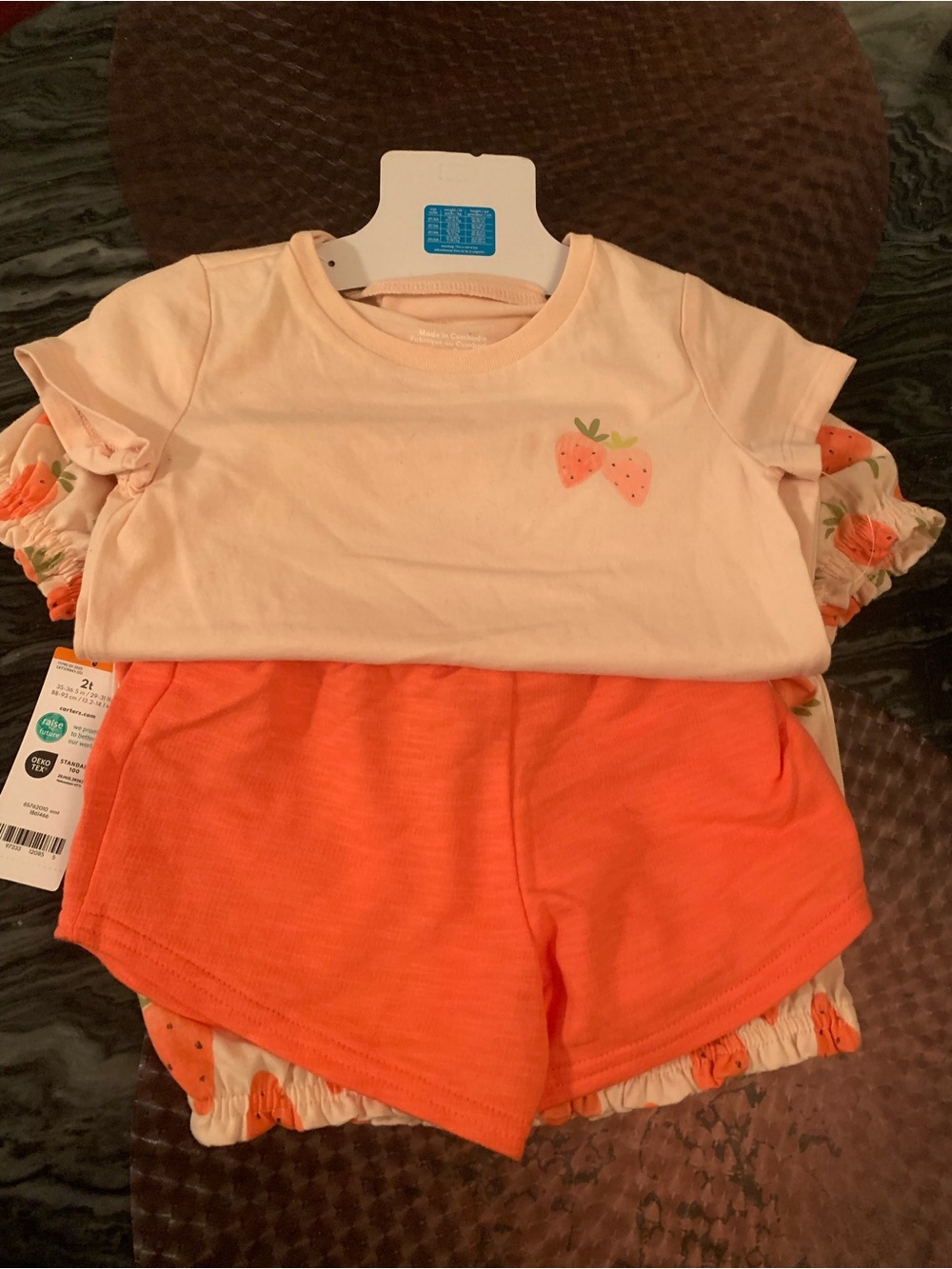 Carter's Peach & Orange Strawberry Print Kids Matching Set